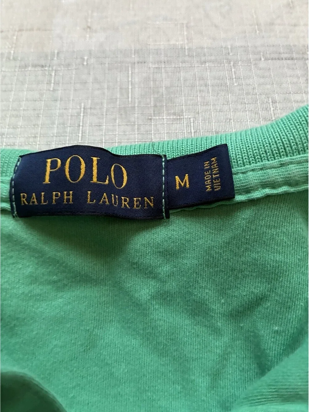 Polo Ralph Lauren Mens M Green Polo Shirt Orange Pony Short Sleeve -0003